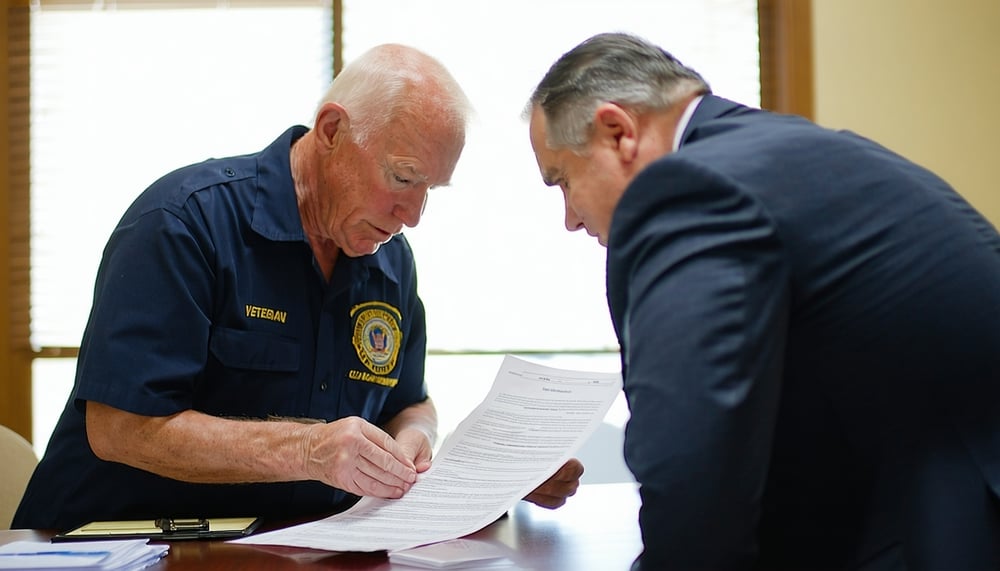 Veteran receiving assistance with paperwork